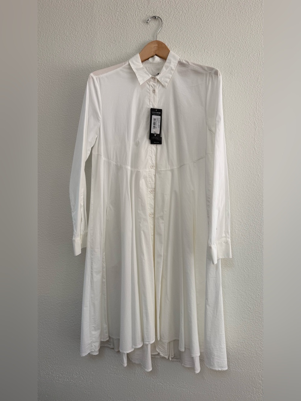 European Culture White Long Sleeve Shirt Dress